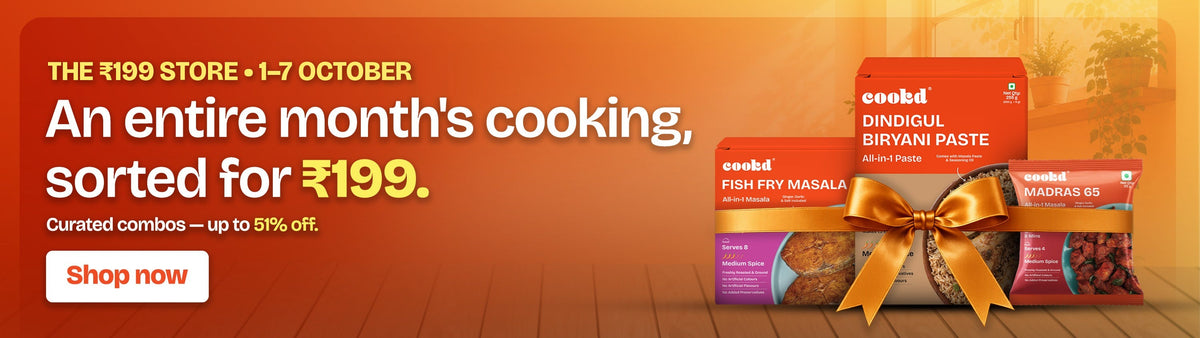 The ₹199 Store, 1–7 October: an entire month's cooking, sorted for ₹199. Curated combos, up to 51% off.