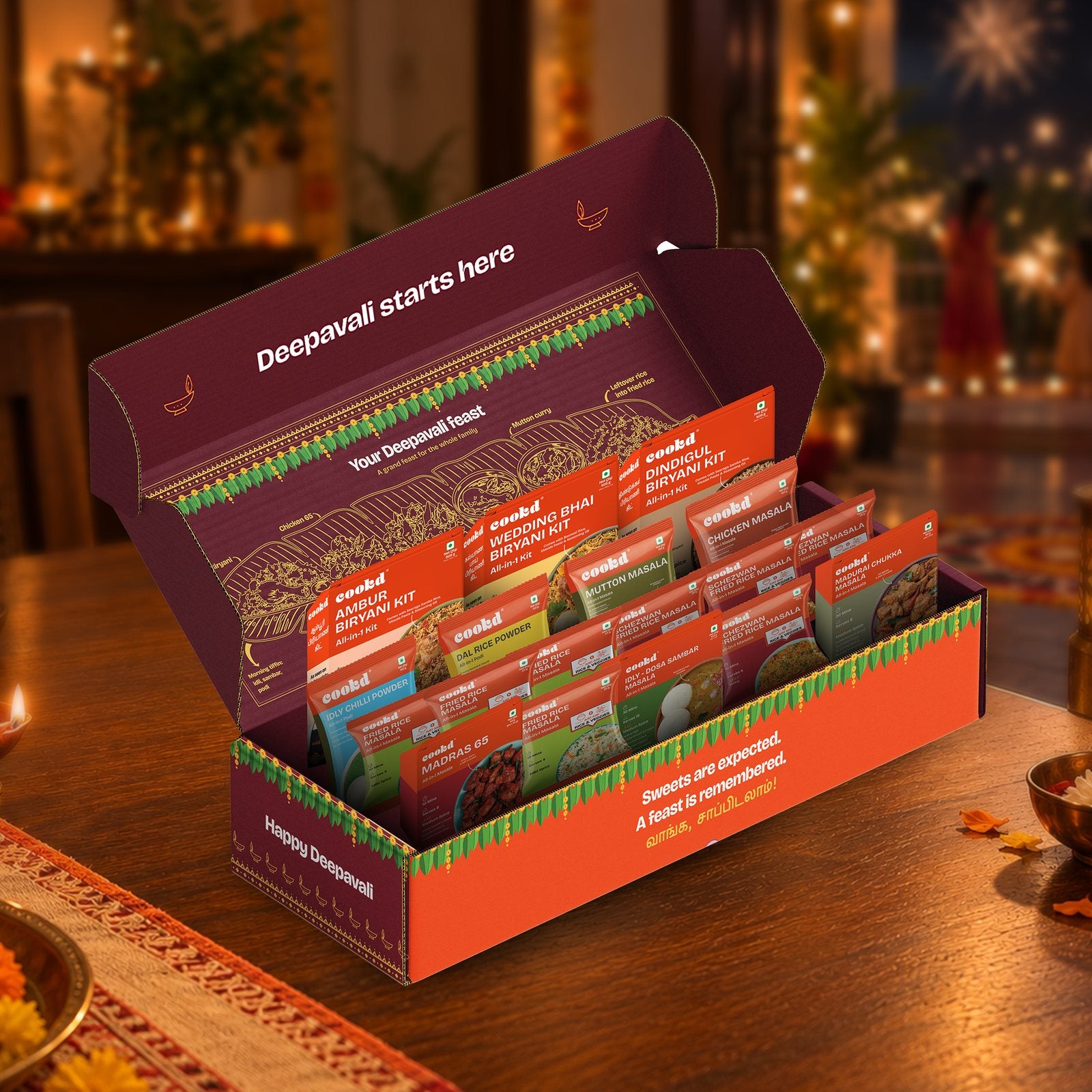 The Grand Festive Feast box open, with all the packs inside